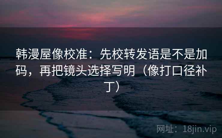 韩漫屋像校准:先校转发语是不是加码,再把镜头选择写明(像打口径补丁) 韩漫屋像校准:先校转发语是不是加码,再把镜头选择写明(像打口径补丁)